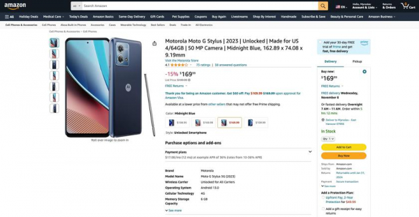 Скидка $30: Moto G Stylus (2023) c экраном на 90 Гц, чипом MediaTek Helio G85 и стилусом можно купить на Amazon за $169
Скидка $30: Moto G Stylus (2023) c экраном на 90 Гц, чипом MediaTek Helio G85 и стилусом можно купить на Amazon за $169