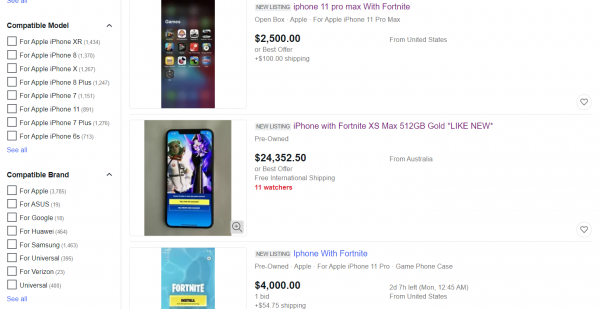 
						Последствия войны Apple и&nbsp;Epic Games: iPhone с&nbsp;установленной Fortnite продают за&nbsp;десятки тысяч долларов
					