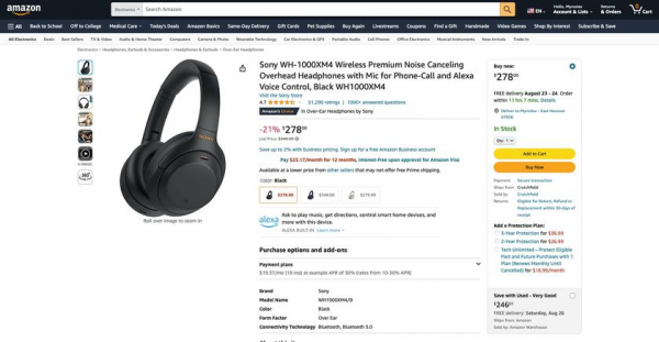 Sony WH-1000XM4 с ANC и автономностью до 30 часов доступны на Amazon со скидкой $71
Sony WH-1000XM4 с ANC и автономностью до 30 часов доступны на Amazon со скидкой $71