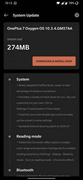 
						OxygenOS 10.0.7/10.3.4 для OnePlus 7 и OnePlus 7 Pro: поддержка OnePlus Buds, эффект Chromatic для Reading Mode и новые виджеты часов для Ambient Display
					