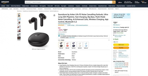 Soundcore by Anker Life P3 на Amazon: TWS-наушники с игровым режимом, ANC и автономностью до 35 часов за $59.49 (скидка $20.5)
Soundcore by Anker Life P3 на Amazon: TWS-наушники с игровым режимом, ANC и автономностью до 35 часов за $59.49 (скидка $20.5)