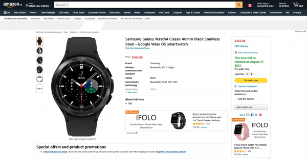
						Samsung Galaxy Watch 4 и Galaxy Watch 4 Classic появились на Amazon до анонса: основные характеристики, цены и дата старта продаж
					