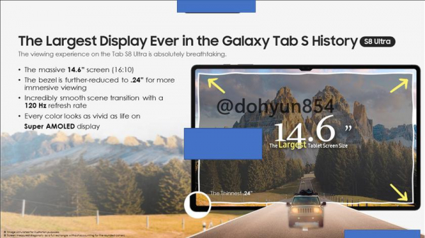 Не только Galaxy S22: инсайдер «слил» презентацию планшетов Samsung Galaxy Tab S8, Galaxy Tab S8+ и Galaxy Tab S8 Ultra
Не только Galaxy S22: инсайдер «слил» презентацию планшетов Samsung Galaxy Tab S8, Galaxy Tab S8+ и Galaxy Tab S8 Ultra