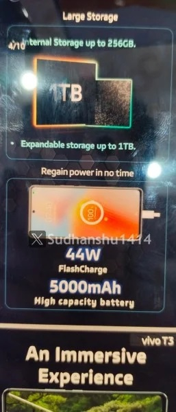 Утечка Vivo T3 5G раскрывает характеристики, дизайн и цену Утечка Vivo T3 5G раскрывает характеристики, дизайн и цену