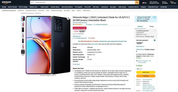 
							Motorola Edge+ (2023) на Amazon: флагманский смартфон с чипом Snapdragon 8 Gen 2, 512 ГБ памяти и OLED-экраном на 165 Гц со скидкой $100
						