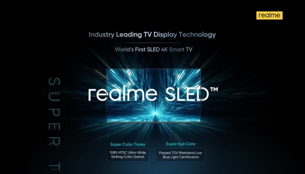 Realme анонсировала 55-дюймовый 4K-телевизор с новой технологией SLED
Realme анонсировала 55-дюймовый 4K-телевизор с новой технологией SLED
