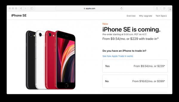 Apple представила второе поколение iPhone SE