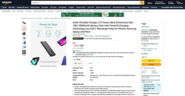 Anker 313 Power Bank на Amazon: аккумулятор на 10 000 мАч с тремя портами USB за $16
Anker 313 Power Bank на Amazon: аккумулятор на 10 000 мАч с тремя портами USB за $16
