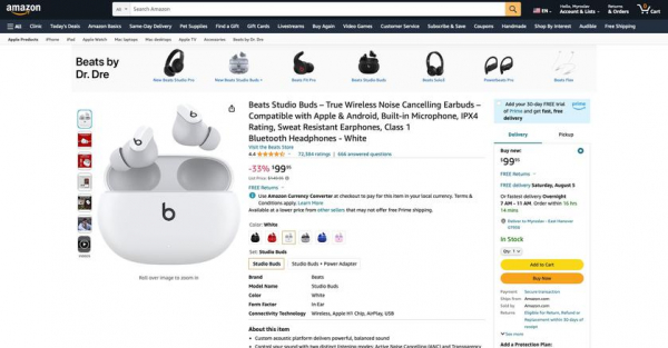 Beats Studio Buds с ANC продают на Amazon за $99.95 (скидка $50)
Beats Studio Buds с ANC продают на Amazon за $99.95 (скидка $50)