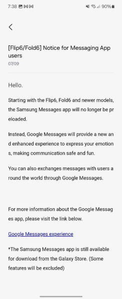 Samsung удаляет своё приложение Samsung Messages из смартфонов Galaxy, заменяя его на Google Messages Samsung удаляет своё приложение Samsung Messages из смартфонов Galaxy, заменяя его на Google Messages