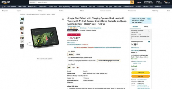 Скидка до $80: Google Pixel Tablet продают на Amazon по акционной цене
Скидка до $80: Google Pixel Tablet продают на Amazon по акционной цене