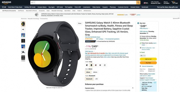 Samsung Galaxy Watch 5 продают на Amazon со скидкой $30
Samsung Galaxy Watch 5 продают на Amazon со скидкой $30