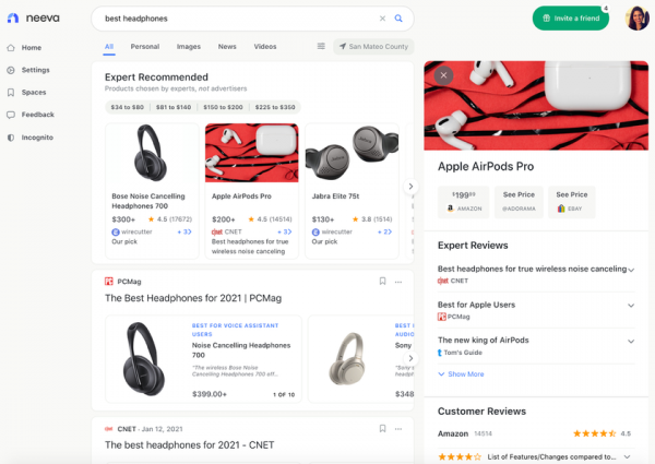 Neeva: поисковик без рекламы, созданный выходцами из Google, стоит $5 в месяц (первые три месяца бесплатно)
Neeva: поисковик без рекламы, созданный выходцами из Google, стоит $5 в месяц (первые три месяца бесплатно)