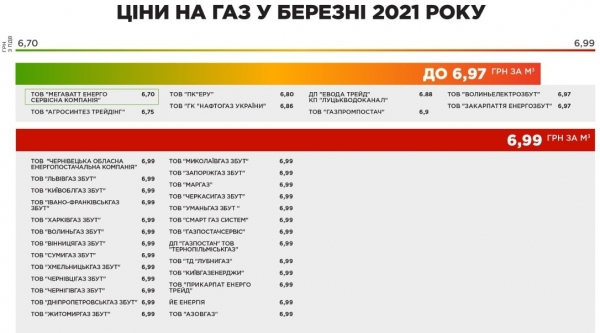 Восемь газсбытов установили в марте цену на газ для населения ниже предельной